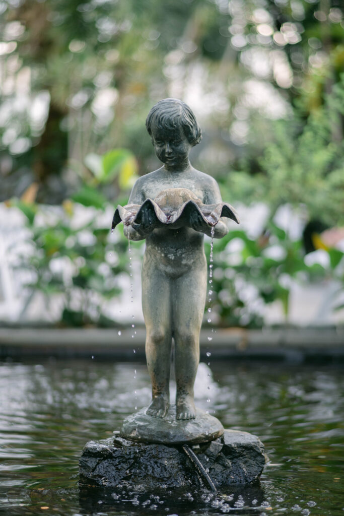 Fountain statue at Roger Williams Botanical Garden